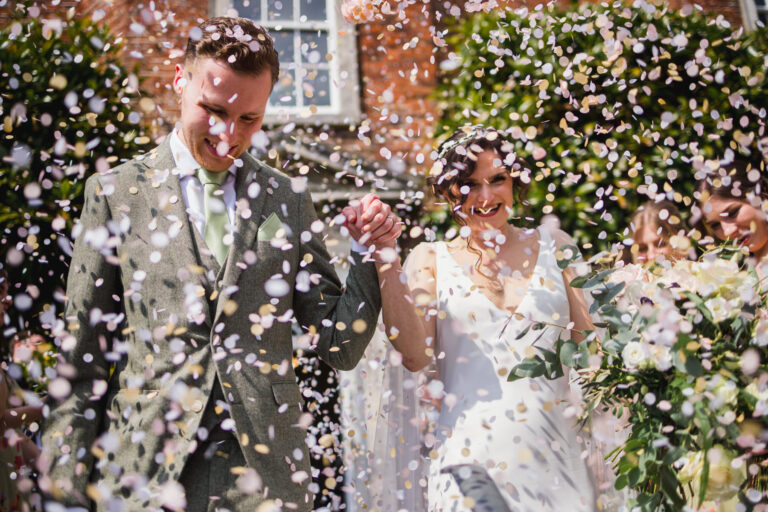 Confetti outside of Pelham House in Lewes