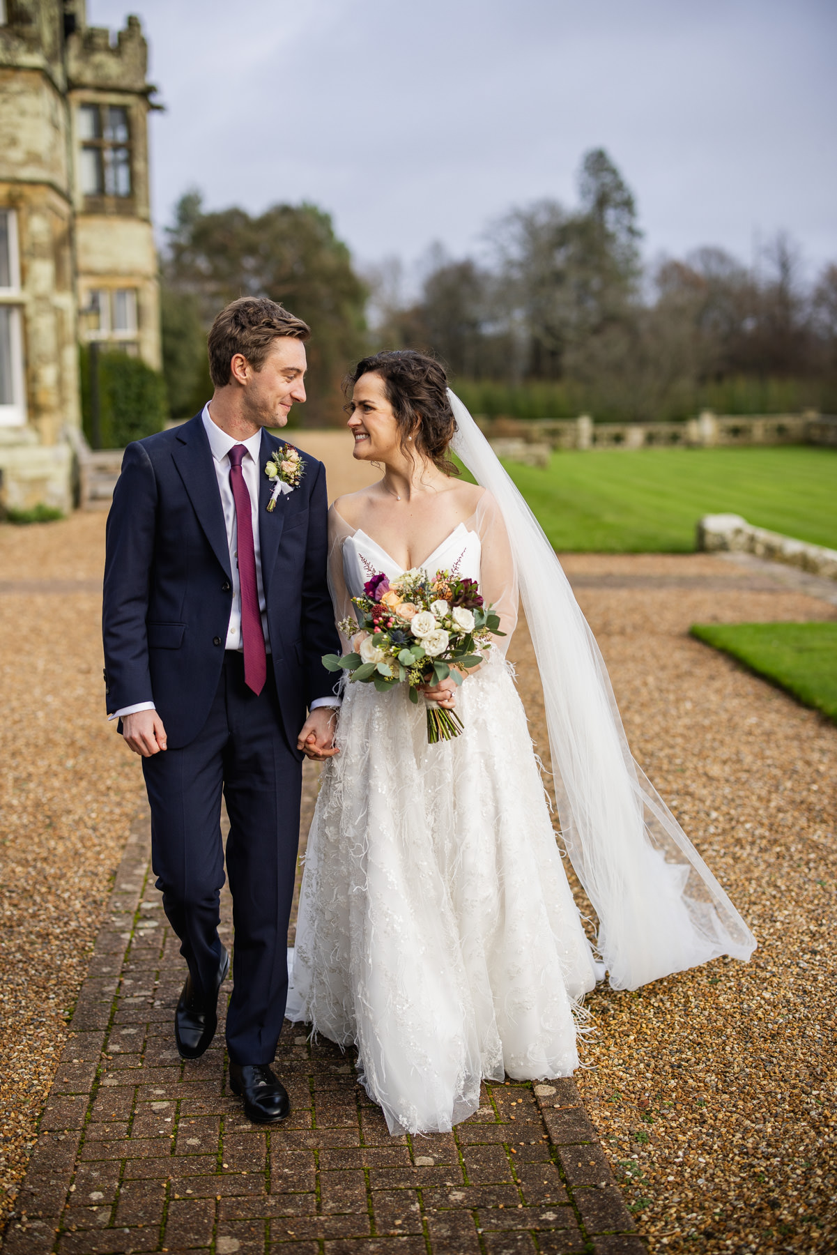 Wedding portrait outside of Balcombe Place in Sussex